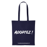 Tote bag bleu marine "Abandonnez l'idée d'acheter, adoptez !"