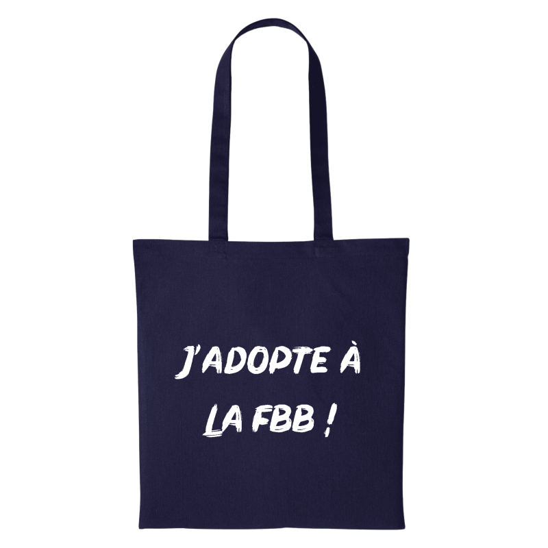 Tote bag bleu marine "J'adopte à la FBB"