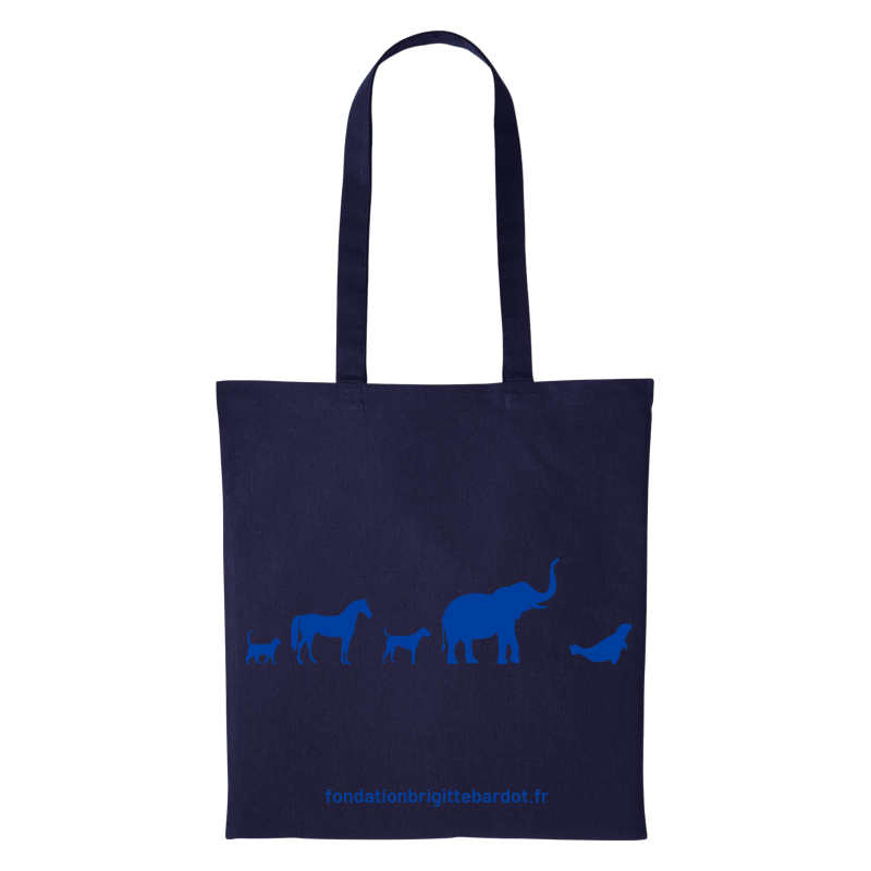 Tote bag bleu marine "Frise des animaux"