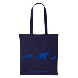Tote bag bleu marine "Frise des animaux"